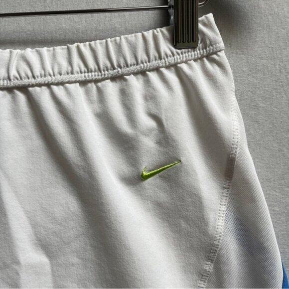 NIKE Y2K White Blue Mini Swoosh Logo Womens Athletic Tennis Skirt Skort M 8/10 - Picture 3 of 8